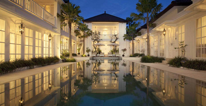 Pool view from boutique hotel in seminyak