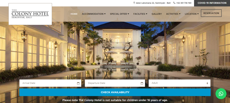 the colony hotel home page